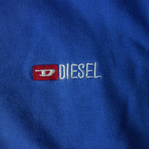 Diesel Blue Sweatshirt w/ Red & White Collar 100% Cotton Made in Greece Size S - Picture 3 of 11